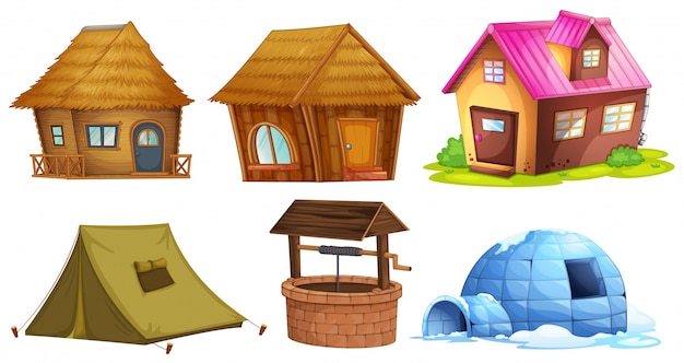 Different kinds of shelters illustration