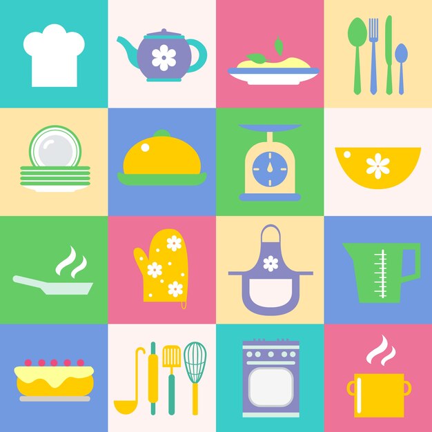 Free Vector different kitchen icons