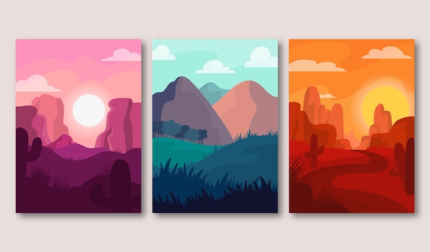 Free vector different landscape collection