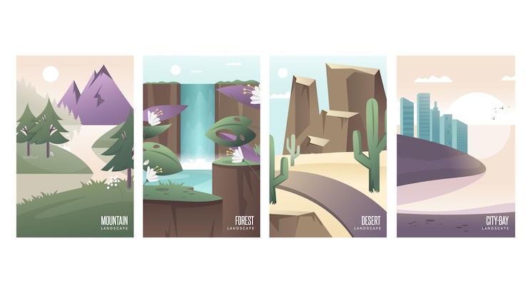 Free Vector different landscape collection