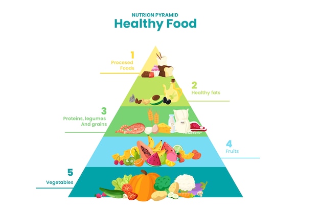 Different levels on food pyramid