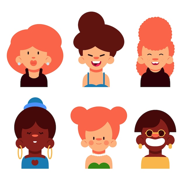 Free vector different looking people avatar set