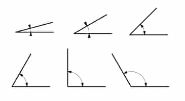 無料ベクター 白い背景に分離されたさまざまな数学的角度。線画。