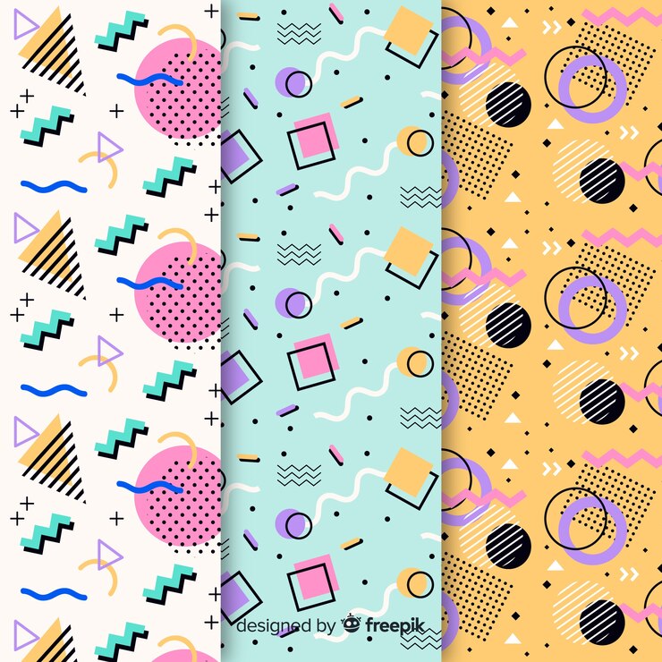 Free Vector different memphis patterns set