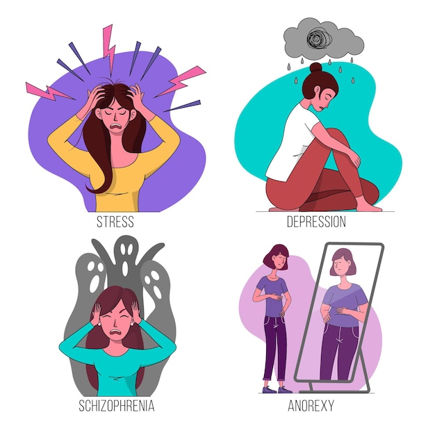 Free vector different mental disorders concept