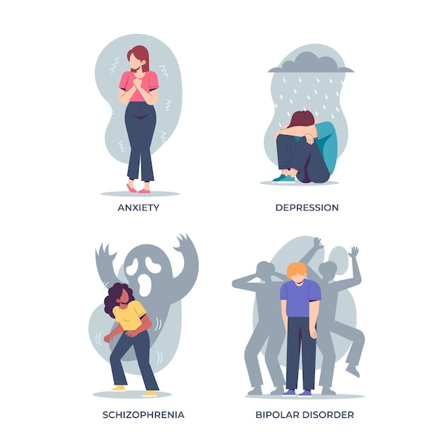 Free vector different mental disorders set