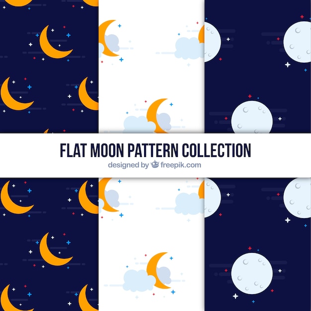 Free vector different moon patterns