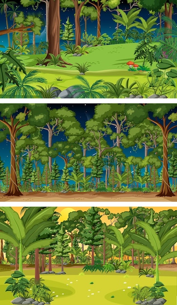 Free vector different nature horizontal scenes