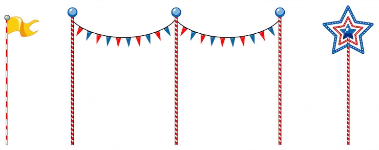 Free Vector different objects on red and white poles