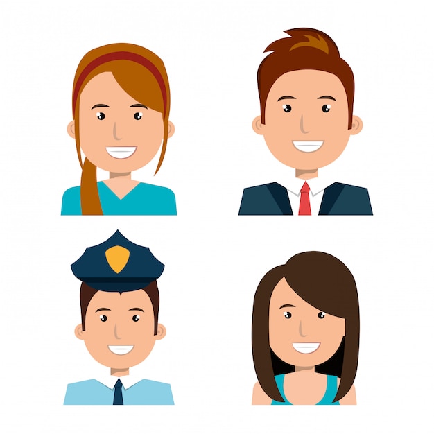 Free vector different people avatar pack