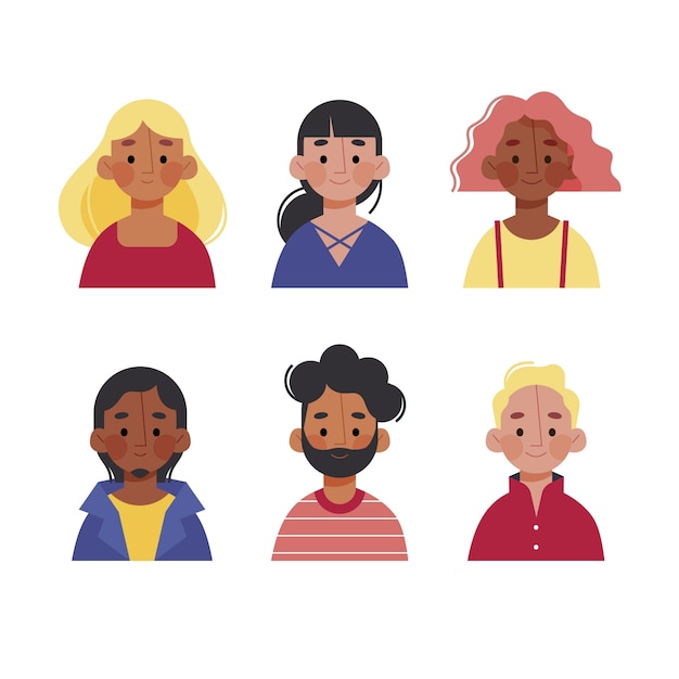 Set di avatar di persone diverse