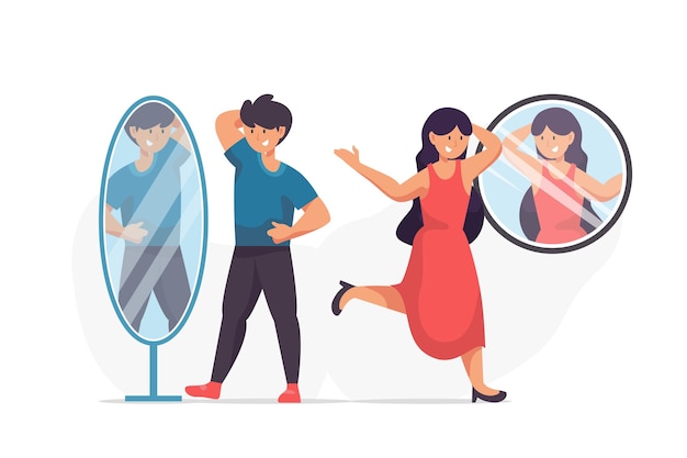 Free vector different people having high self esteem illustration