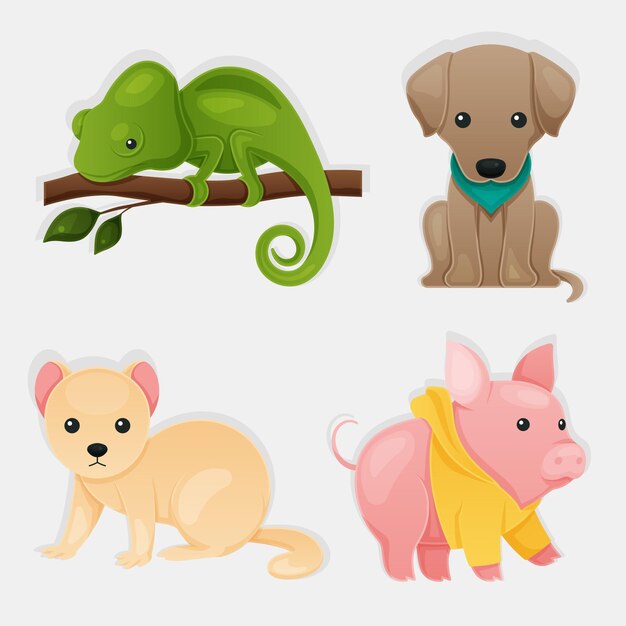Different pets concept illustration set
