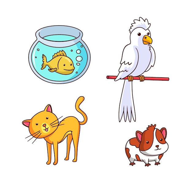 Different pets concept set