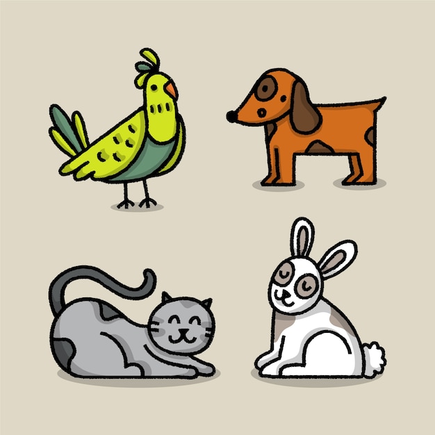 Free vector different pets concept