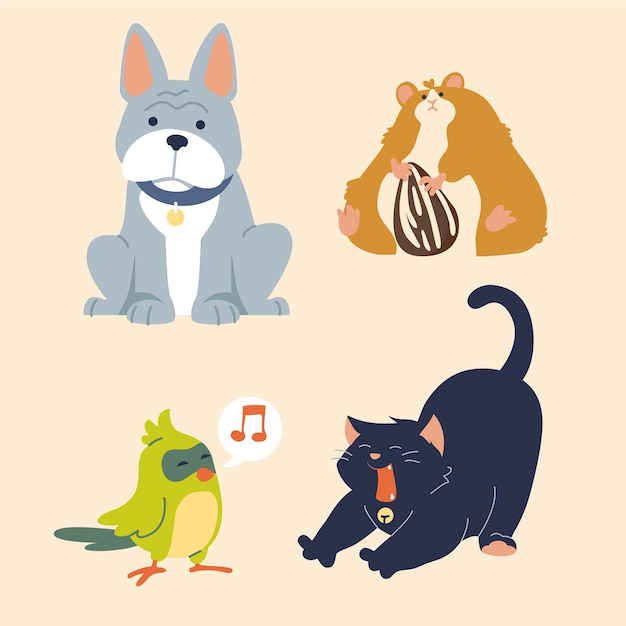 Free vector different pets concept