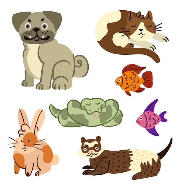 Free vector different pets concept