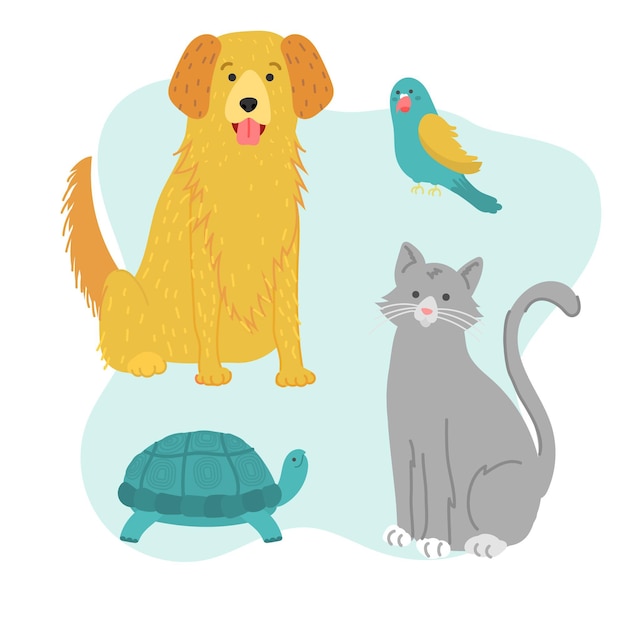 Free vector different pets concept