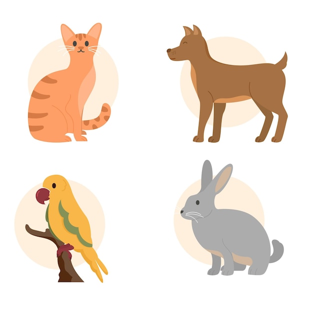 Free vector different pets concept