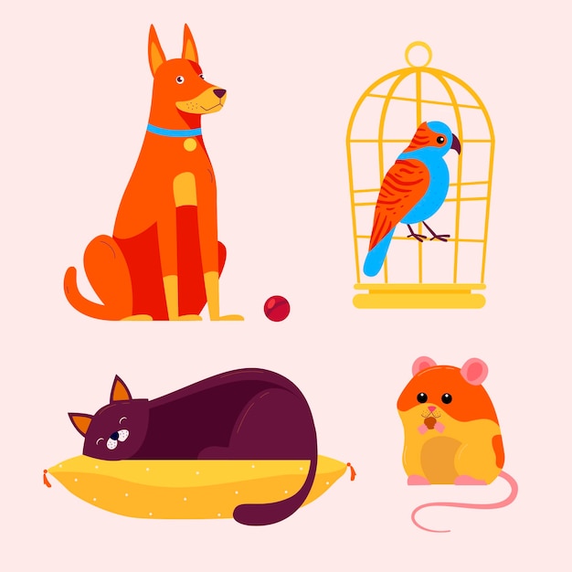 Free vector different pets concept