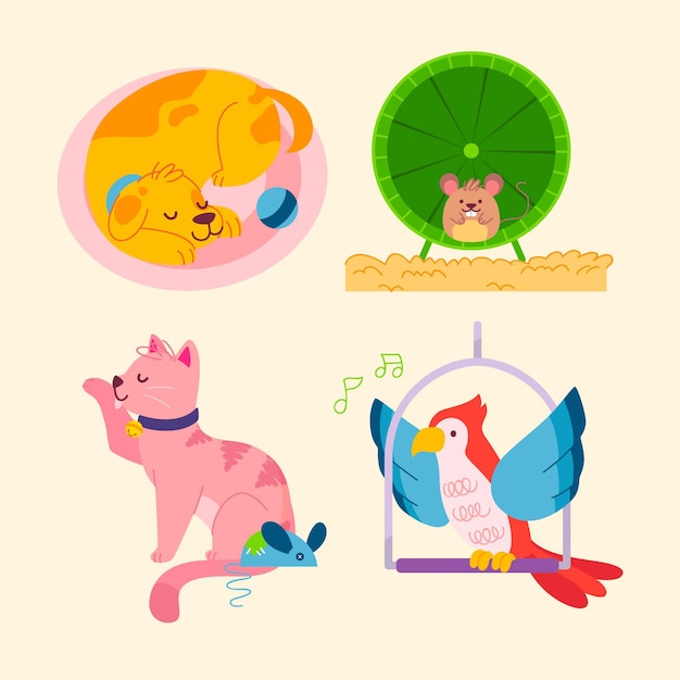 Free vector different pets concept