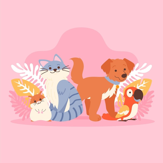 Free vector different pets concept
