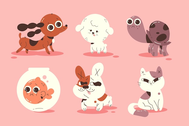 Different pets illustration collection