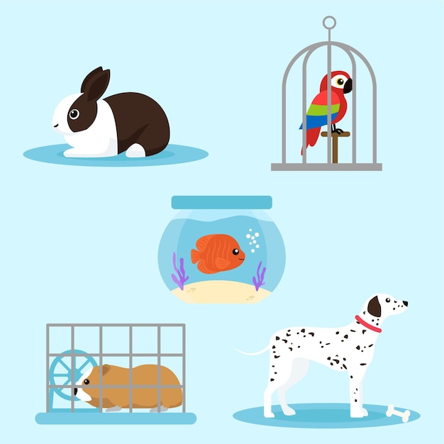 Free vector different pets illustration concept