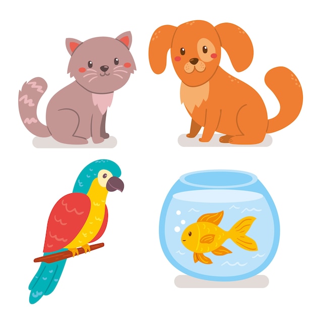 Free vector different pets illustration pack