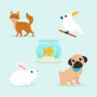 Free vector different pets illustration pack