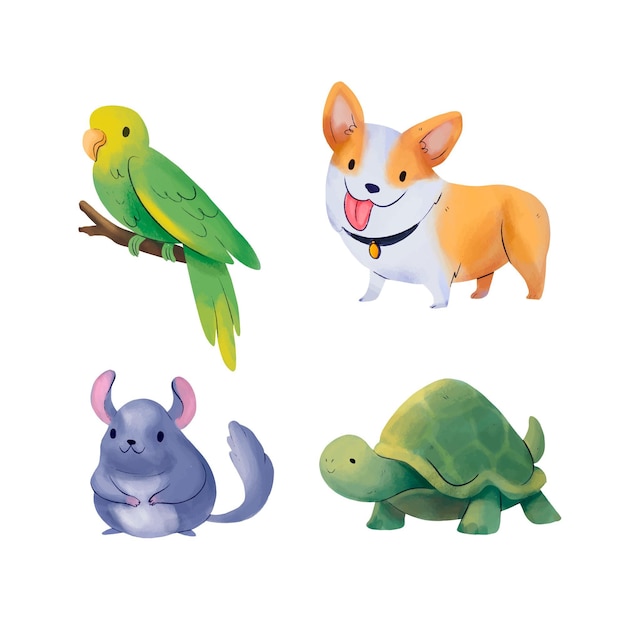 Free vector different pets illustration pack