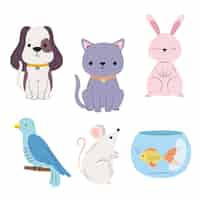 Free vector different pets selection