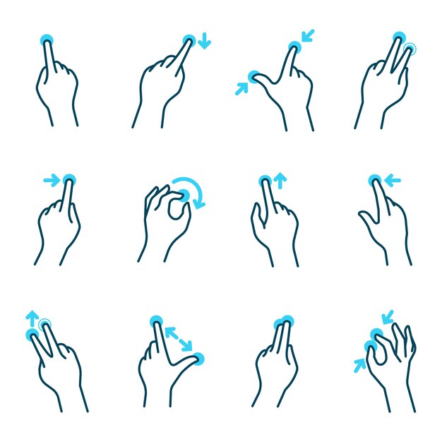 Different phone hand gestures set