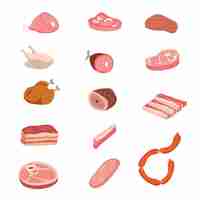 Free vector different pieces of butchery