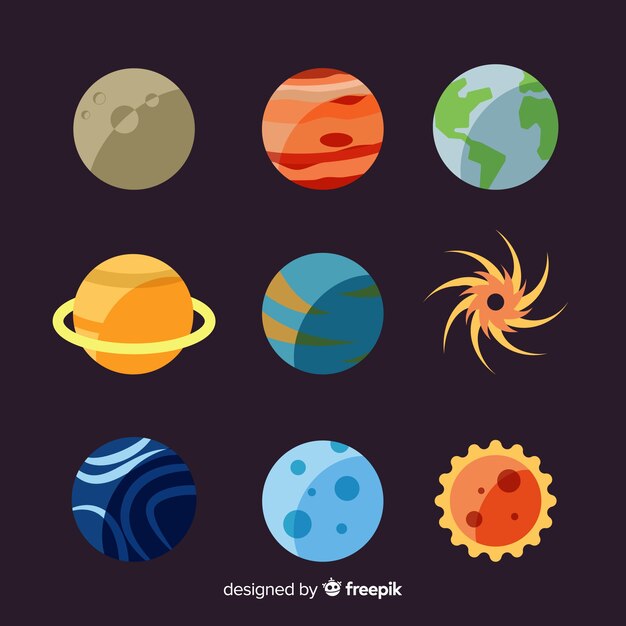 Free Vector different planets from solar system pack