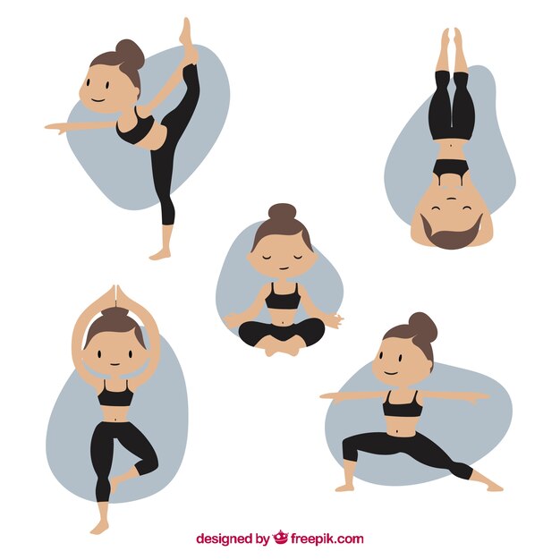 Different positions of pilates