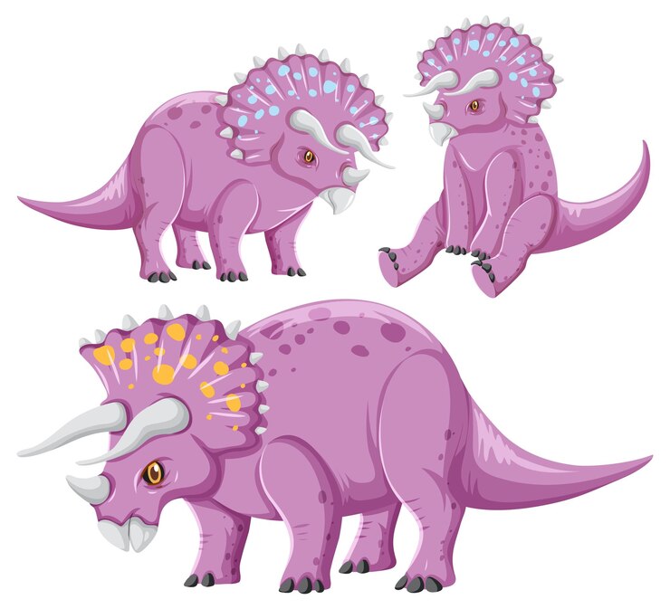 Free Vector different purple triceratops dinosaur collection