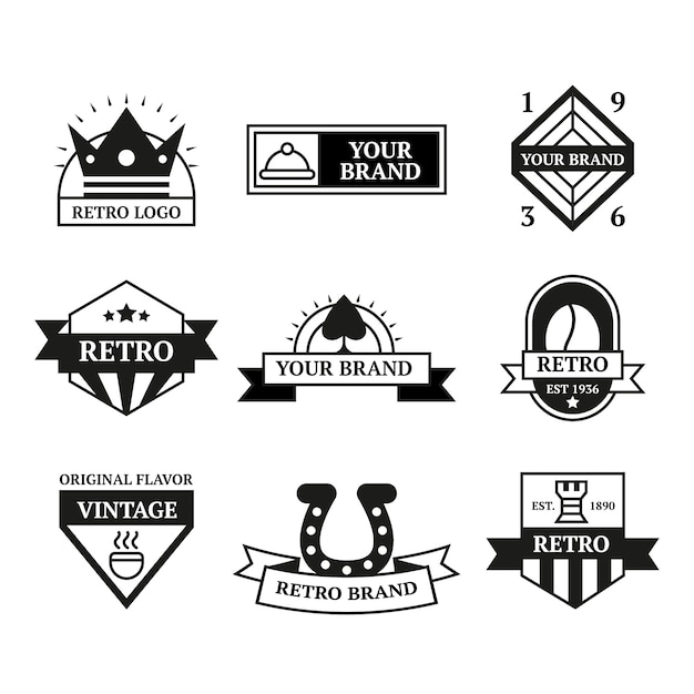 Free vector different retro logos collection