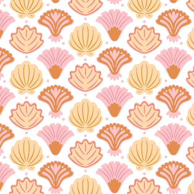 Different retro seashells pattern