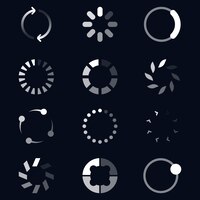 Free vector different round loaders flat icon set