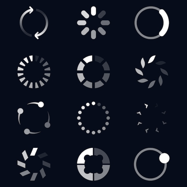 Набор иконок различных круглых погрузчиков