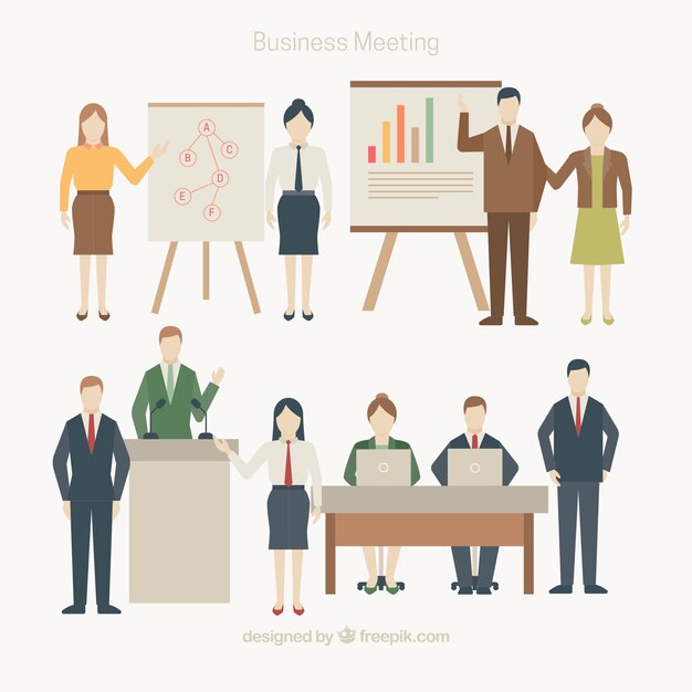 Free vector different scenes of business meeting