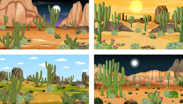 Различные сцены с пейзажем пустынного леса