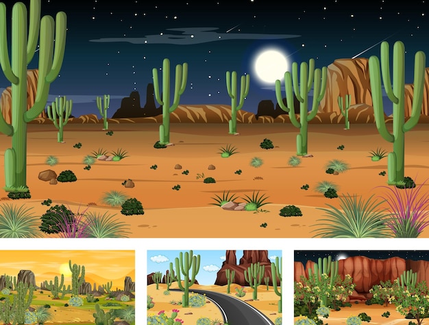 Different scenes with desert forest landscape