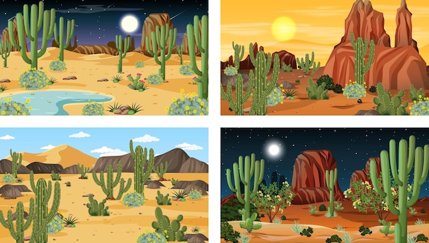 Different scenes with desert forest landscape