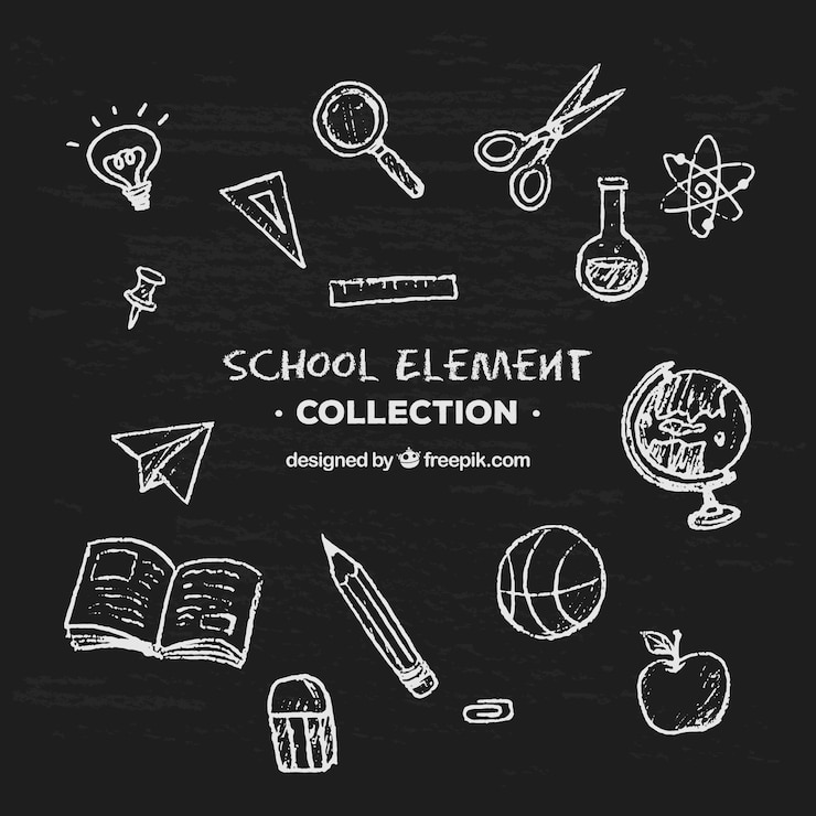 Free Vector different school elements in chalk style