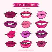 Free vector different set of sketches lips