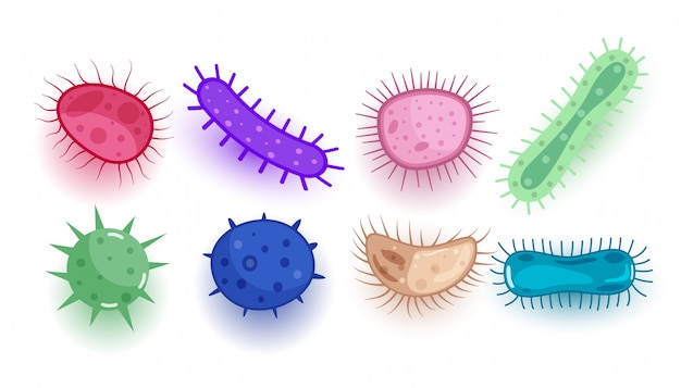 Diversa forma di virus o batteri parassitari sullo sfondo