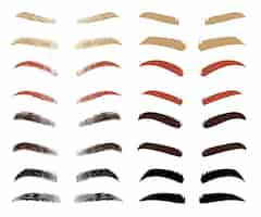 Free vector different shapes and colors of eyebrows vector illustrations set