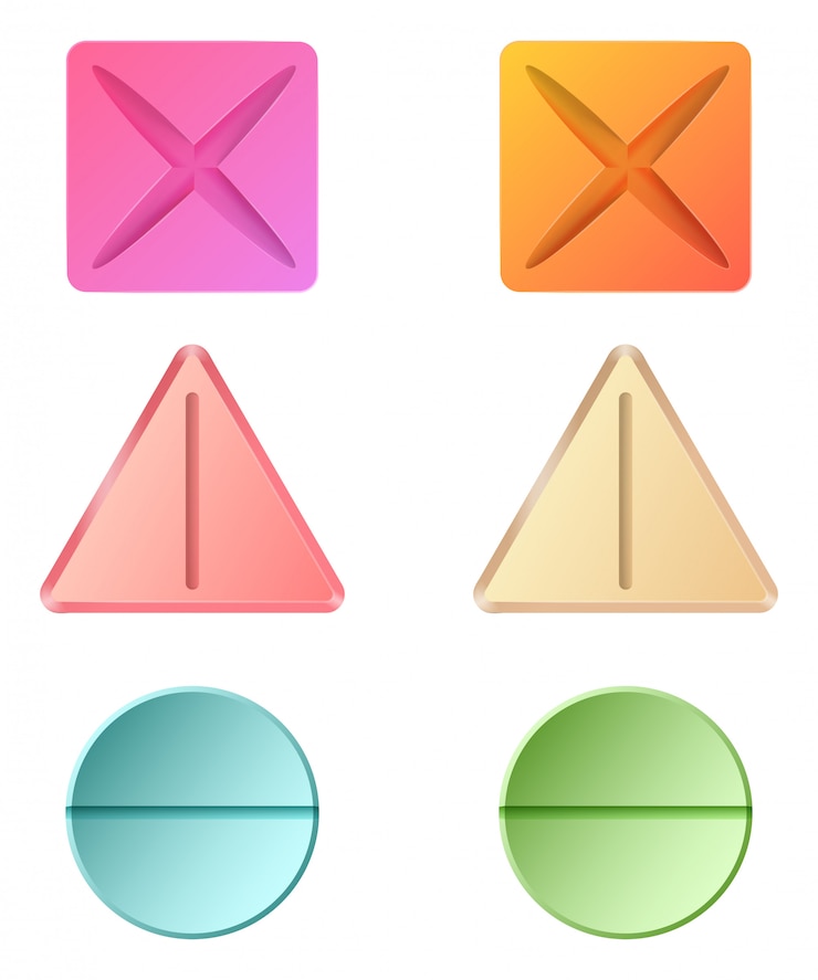 Free Vector different shapes of medicinal pills